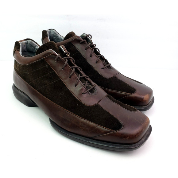 Kenneth Cole New York Mens Size 11.5 Brown Leather Lace Up Square Toe Dress Shoe - Picture 1 of 8